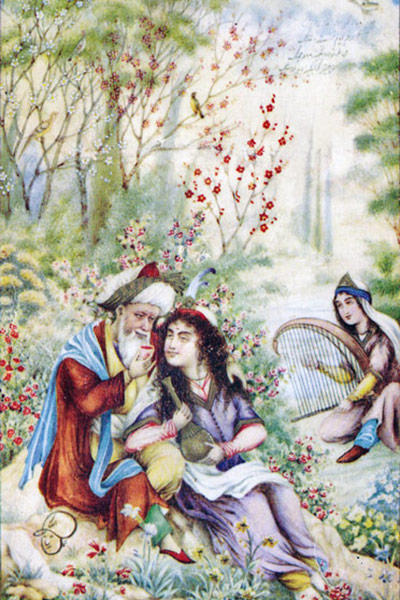 نقاشی آببرنگ روی عاج